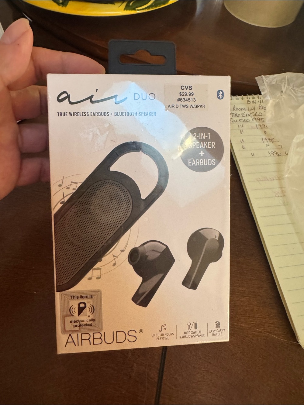 air DUO Airbuds - 2 In 1 Speaker & Wireless Earbuds. Black.